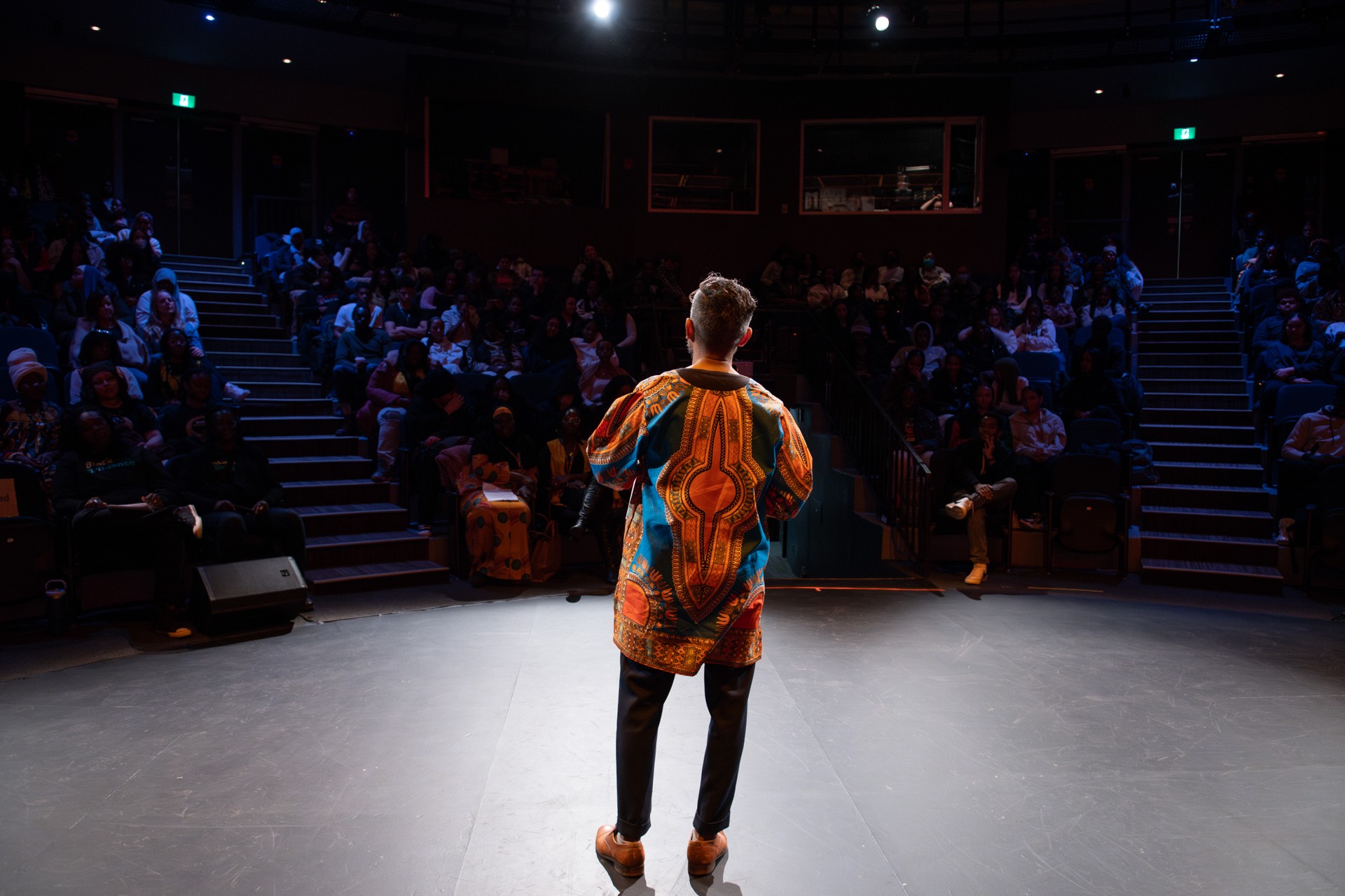 Jeewan speaking to audience